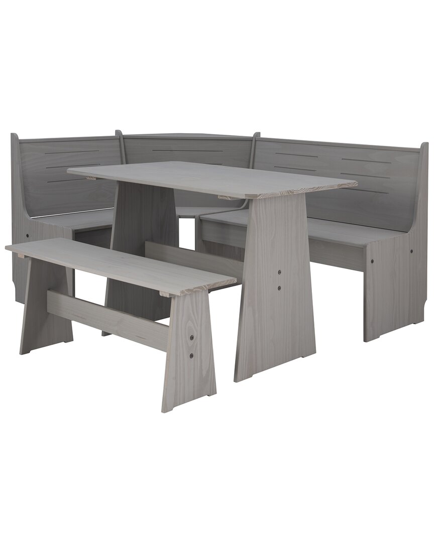 Linon Nooks Corner Nook, Table & Bench In Grey