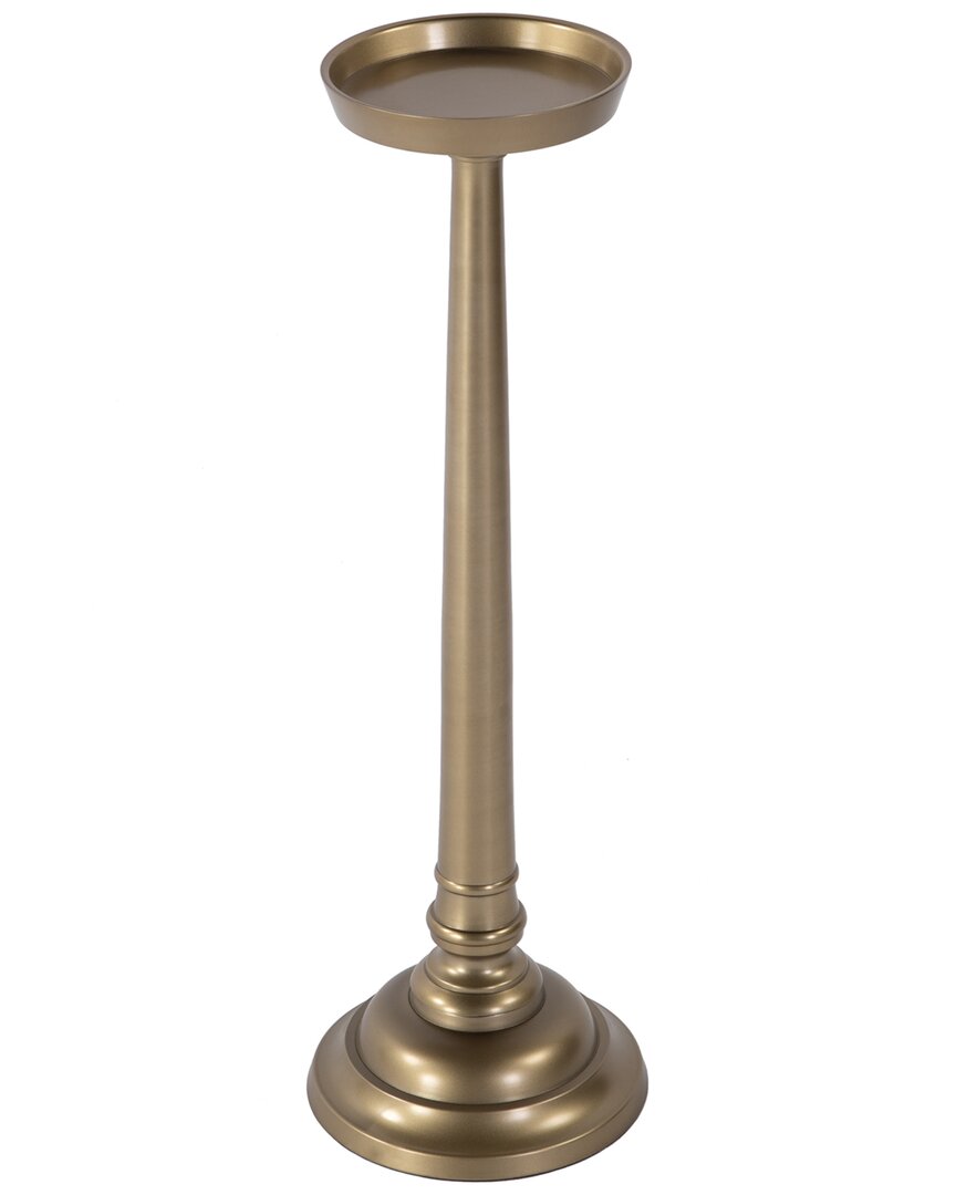 Butler Specialty Company Tilly 7in Round All Metal Pedestal Base End Table In Gold