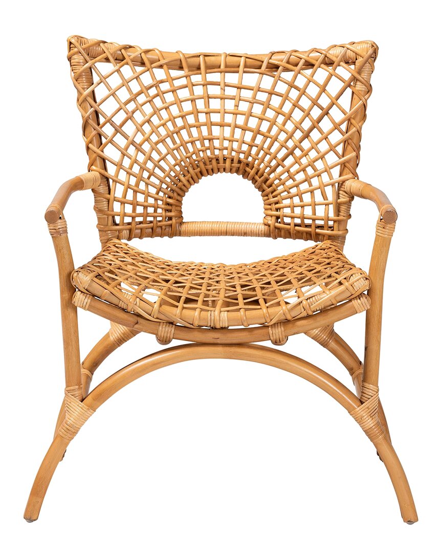 Baxton Studio Mamba Bohemian Rattan Arm Chair In Brown