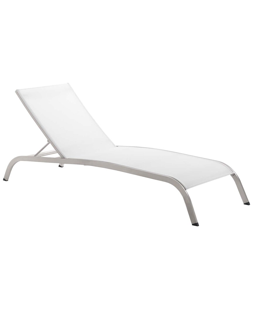 Modway Savannah Mesh Chaise Outdoor Patio Aluminum Lounge Chair In White