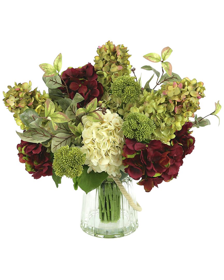 Creative Displays Green Cone Hydrangea, Sedum And Ivy Floral Arrangement In Cream