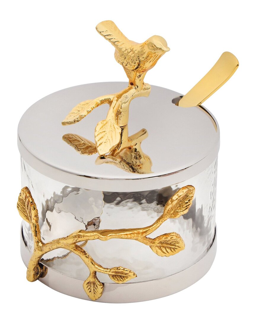 Shop Godinger Marble Queen Bird Top Jam Jar With Spoon In Gold