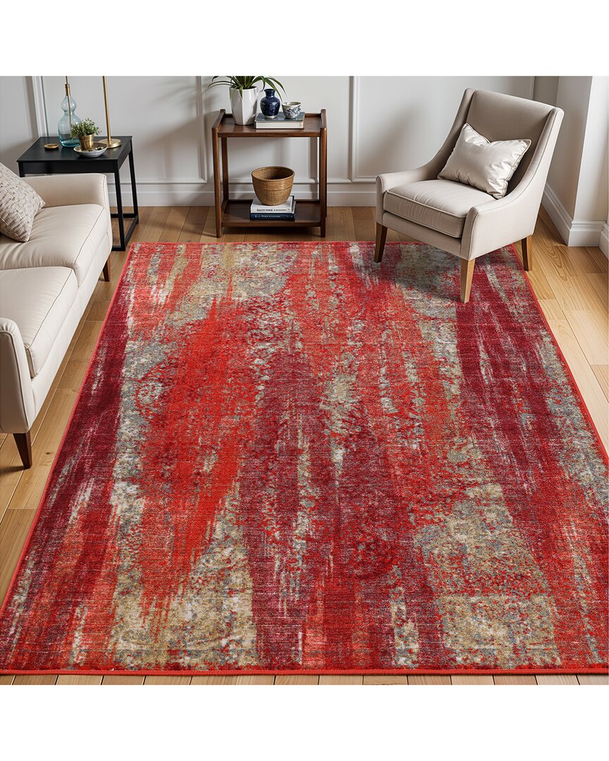 Superior Brayton Vibrant Abstract Rug In Red