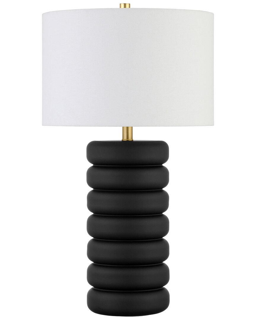 Abraham + Ivy Zelda 25 Tall Ceramic Bubble Body Table Lamp With Fabric Shade In Black