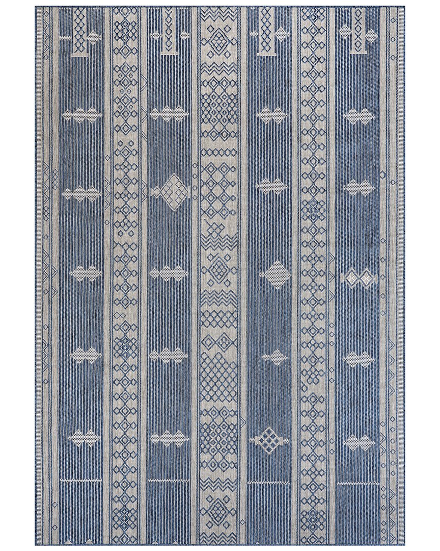Nuloom Leigh Ethnic Stripes Indoor/outdoor Polypropylene & Polyester Area Rug In Blue
