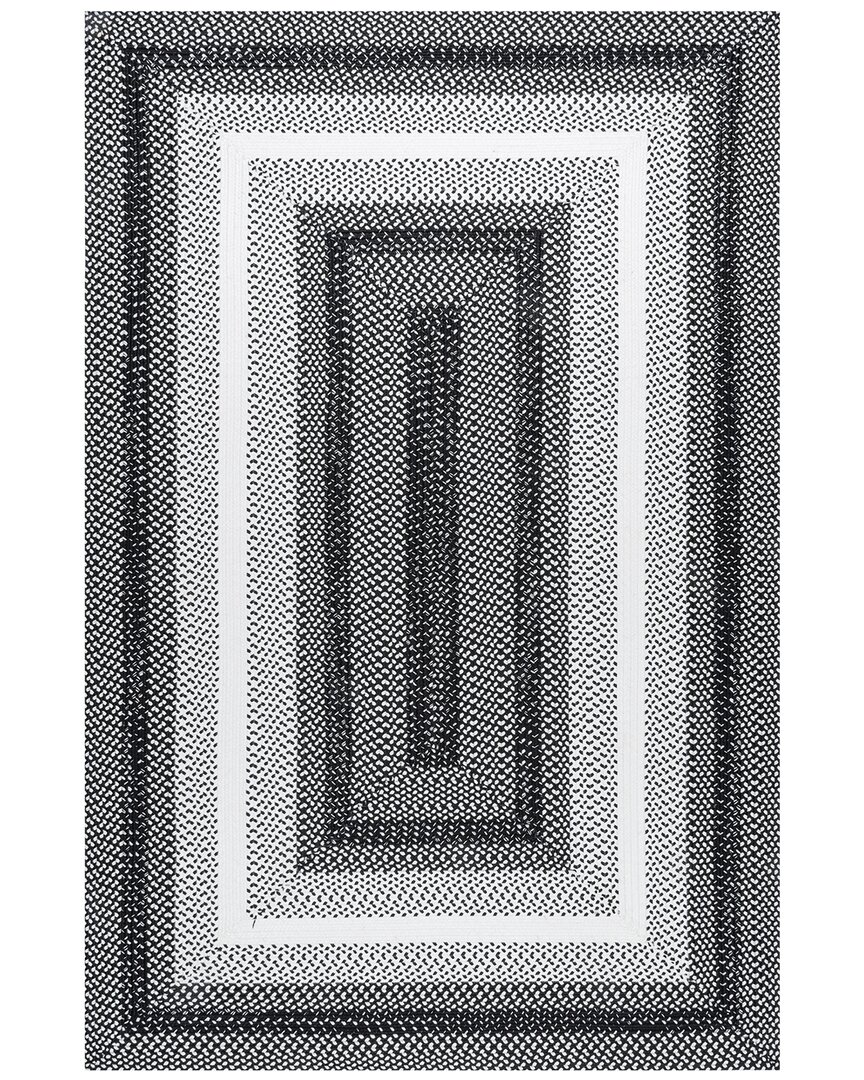Nuloom Discontinued  Kaila Ombre Bordered Indoor/outdoor Polypropylene & Polyester Area Rug In Black