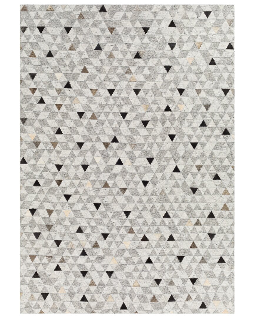 Surya Medora Viscose & Leather Rug In Grey