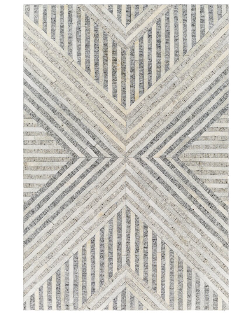 Surya Medora Leather & Viscose Rug In Grey