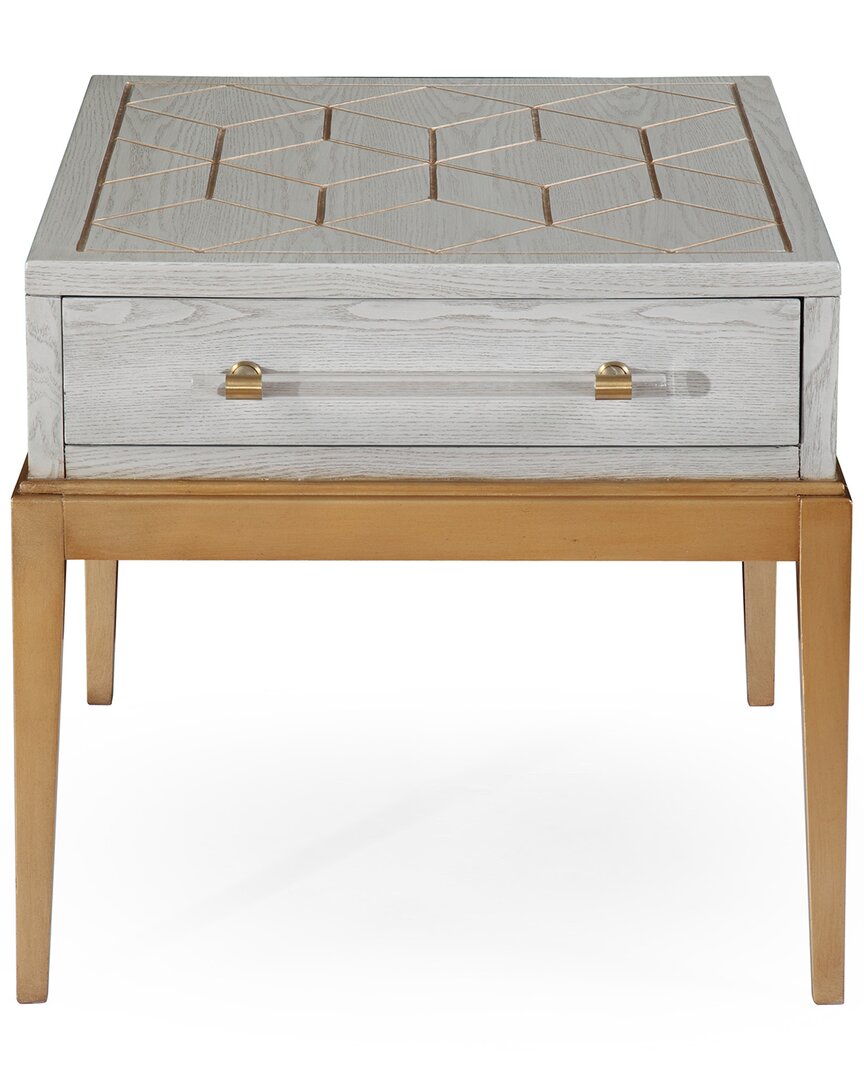 Bassett Mirror Perrine Wood Rectangular End Table In Grey