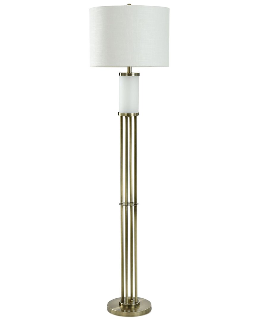 Stylecraft Floor Lamp Open Metal Work Base With Frosted Glass In Gold