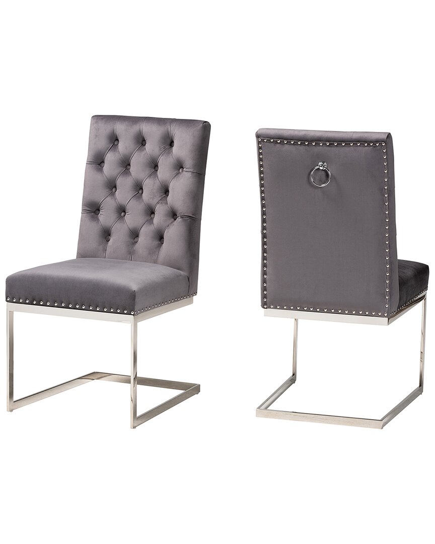 Baxton Studio Sherine 2pc Dining Chair Set In Grey