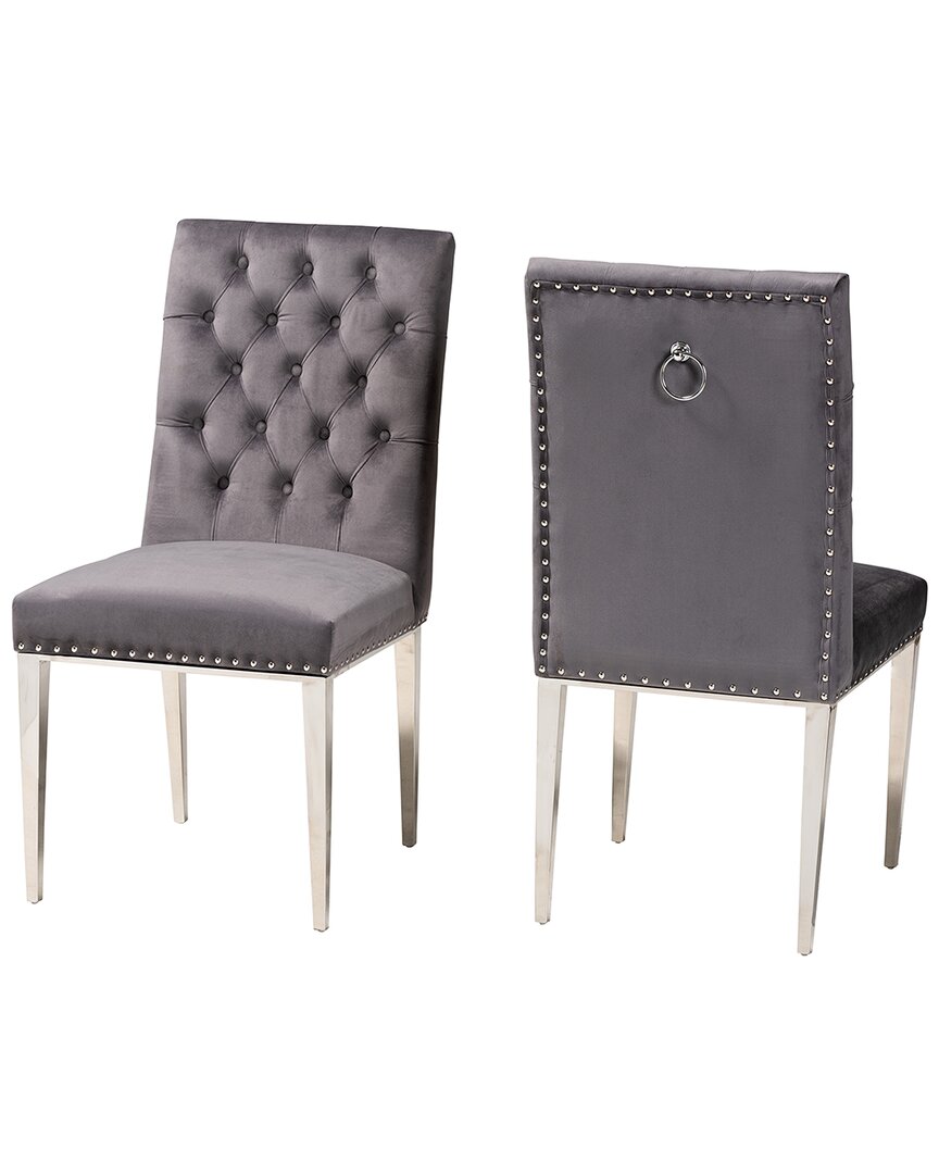 Baxton Studio Caspera 2pc Dining Chair Set In Grey