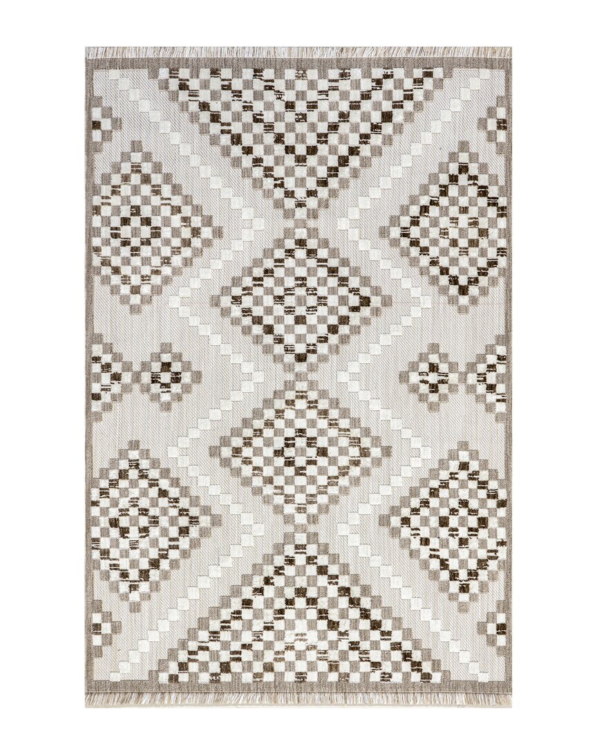 Nuloom Marceline Colorful Modern Diamond Fringe Area Rug In Ivory