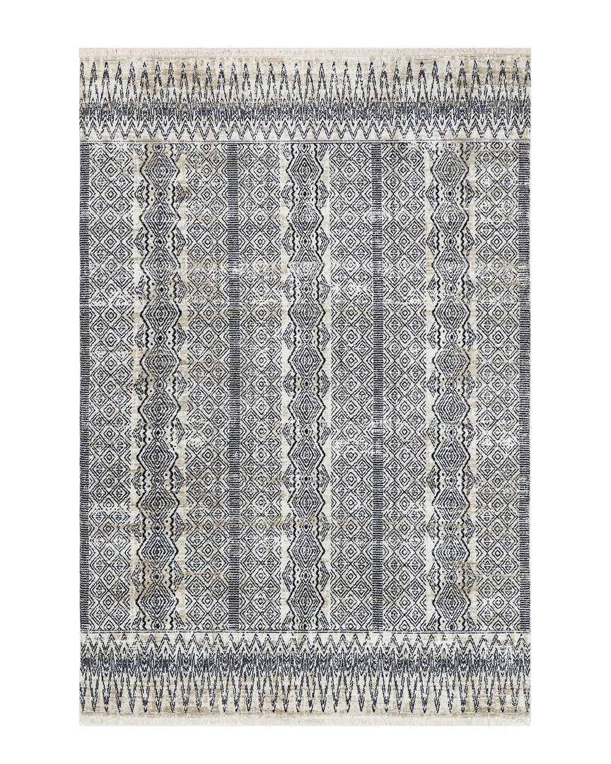 Nuloom Janene Tribal Banded Fringe Area Rug In Blue