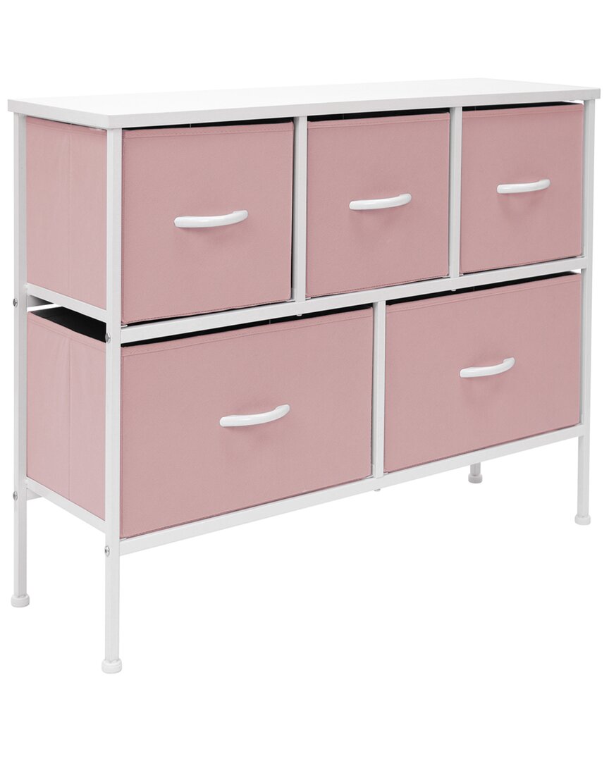 Sorbus Home 5 Drawer Dresser Chest In Pink
