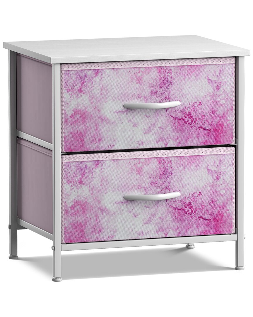 Sorbus 2 Drawer Nightstand Dresser Tie Dye Pink