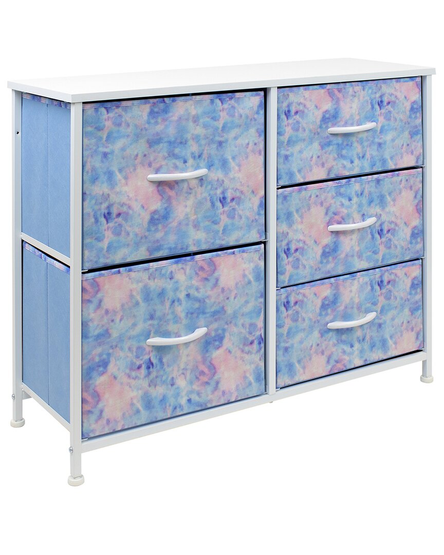 Sorbus Tie-dye Dresser With 5 Drawers In Blue