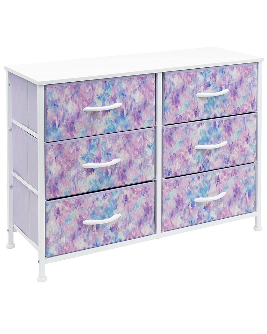 Sorbus 6 Drawer Storage Cube Dresser Tie Dye Purpl In Purple