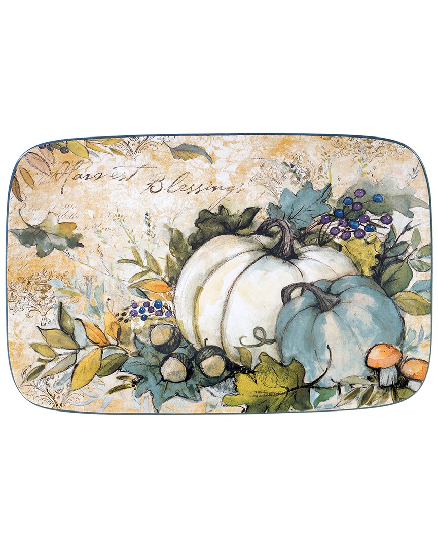 Certified International Harvest Gatherings Rectangular Platter In Blue