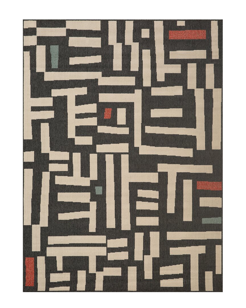 Shop Lr Home Evette Rios Modern Geometric Polypropylene Indoor/outdoor Area Rug In Black