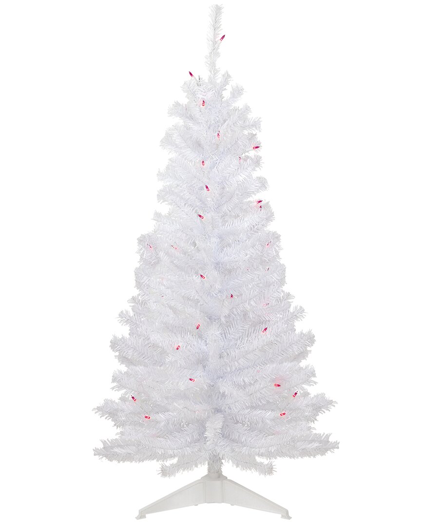 NORTHLIGHT NORTHLIGHT 4FT PRE-LIT WOODBURY WHITE PINE SLIM ARTIFICIAL CHRISTMAS TREE