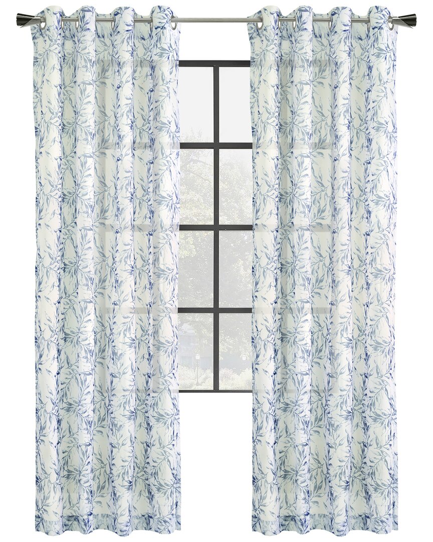 Habitat Jenny Sheer Botanical Print Grommet Curtain Panel In Grey