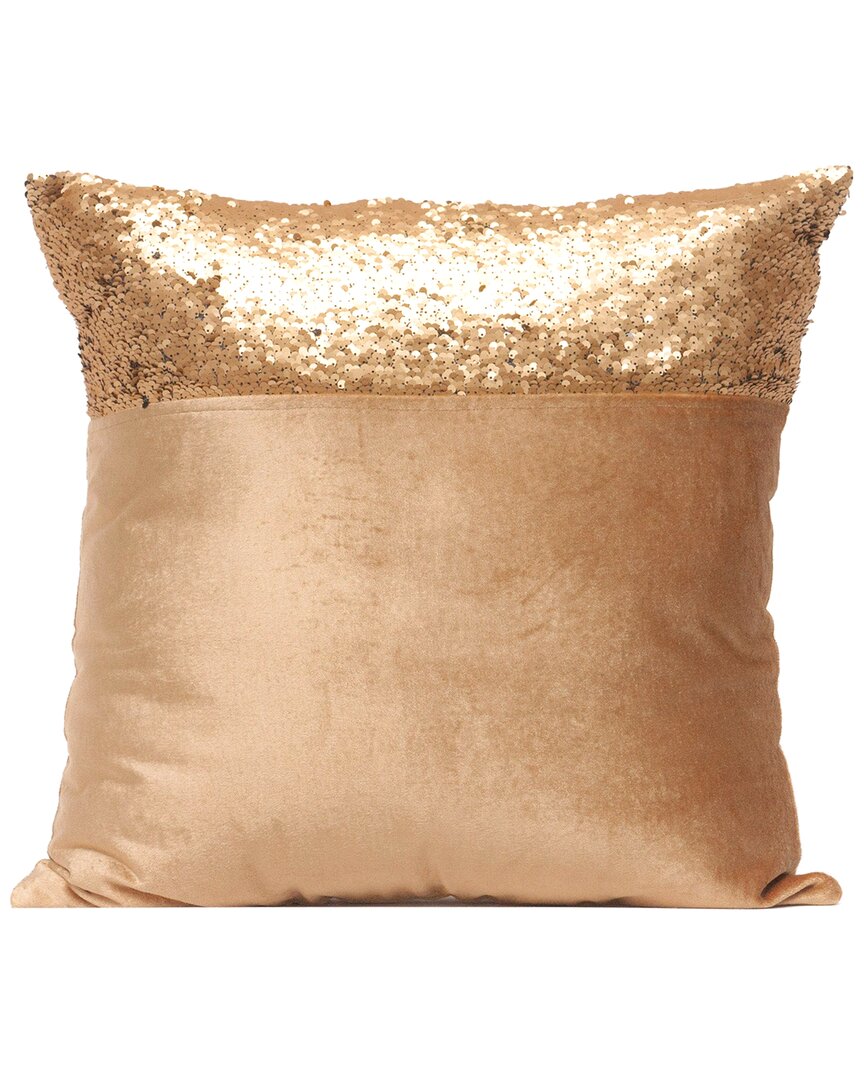 Shop Harkaari Velvet Throw Pillow With Sequins Side Panel In Gold