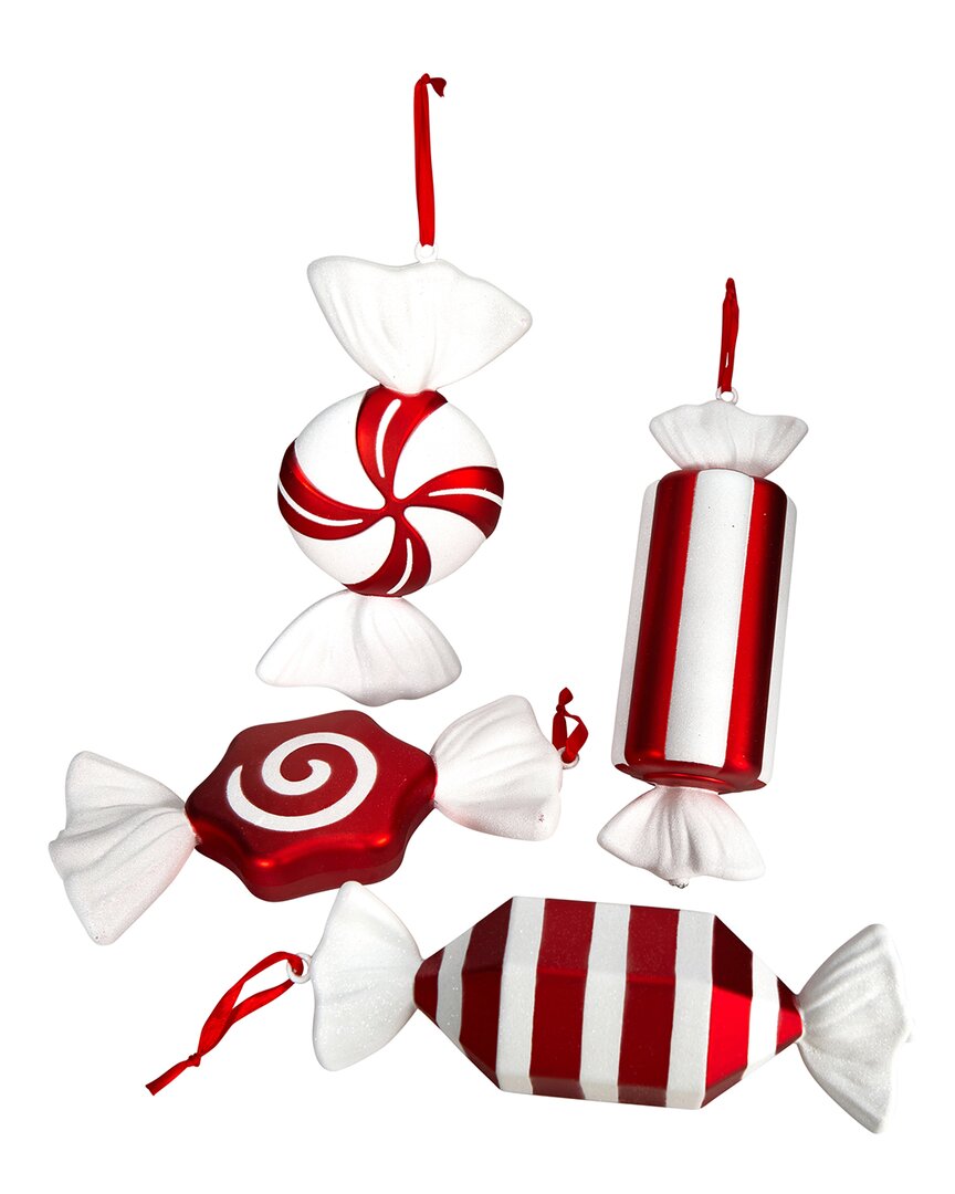 Nearly Natural Jumbo Assorted Candy Holiday Christmas Deluxe Shatterproof Ornament Set Of 4 In Multi