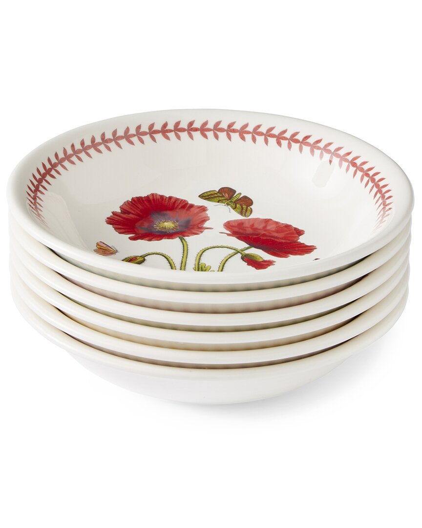 Portmeirion Set Of 6 Botanic Garden Meadow Pasta Bowls In White