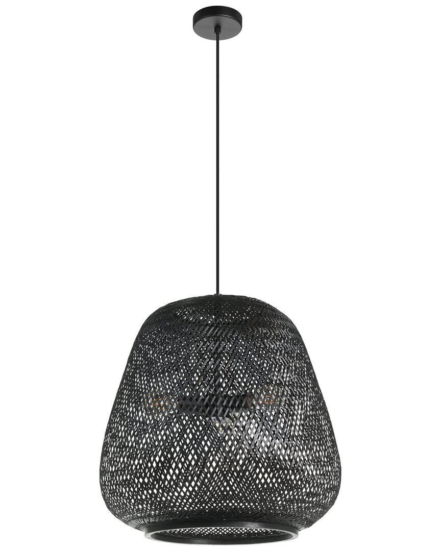Eglo Dembleby 3 Light Pendant With Black Finish & Black Bamboo Shade