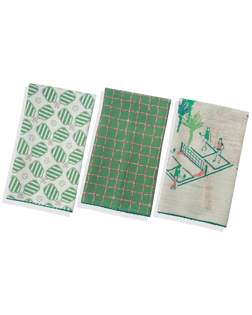 Tiramisu Pickleball Game Day Kitchen Towel Set In Green