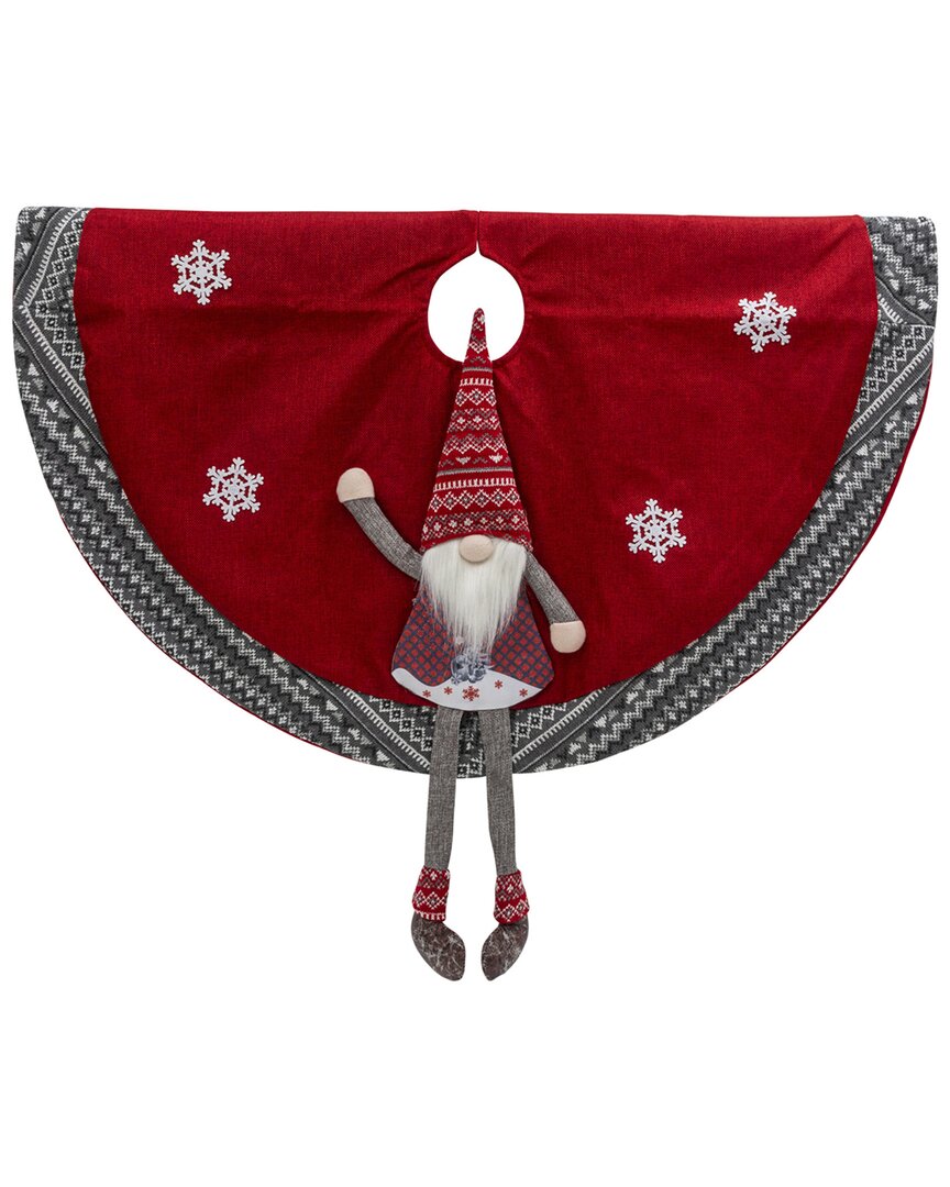 Gerson International 35.4-in D B/o Lighted Fabric Holiday Gnome Tree Sk In Red