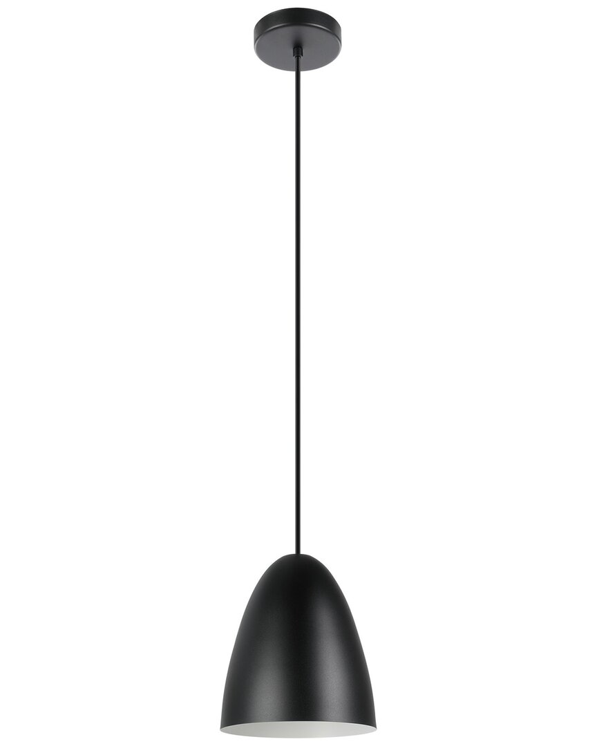 Eglo Sarabia 1 Light Pendant With Black Exterior & Matte White Interior Metal Shade