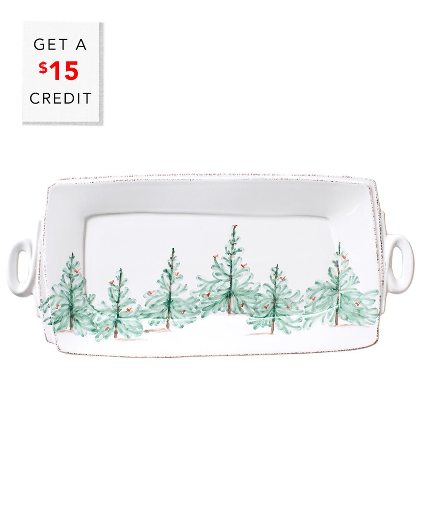 Vietri Lastra Holiday Handled Rectangular Platter In Multicolor