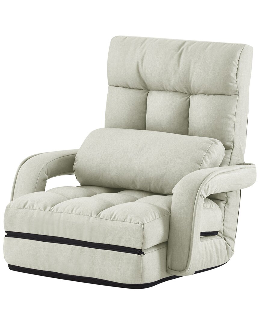 Loungie Nella Adjustable Recliner/floor Chair In Beige