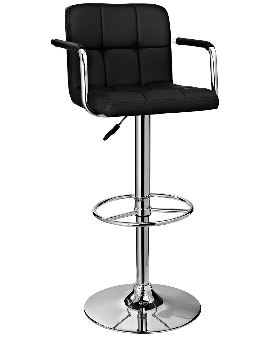 Powell Jasper Black And Chrome Quilted Barstool
