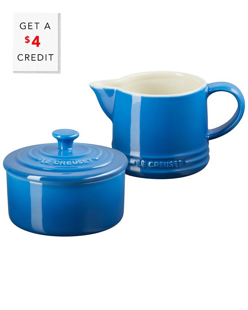 Le Creuset Marseille Signature Cream & Sugar Set With $4 Credit In Blue