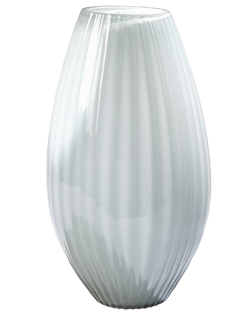Global Views Cased Glass Stripe Vase In White
