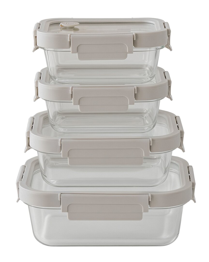 Genicook Rectangular Glass Vanilla 4pc Container Set In Neutral