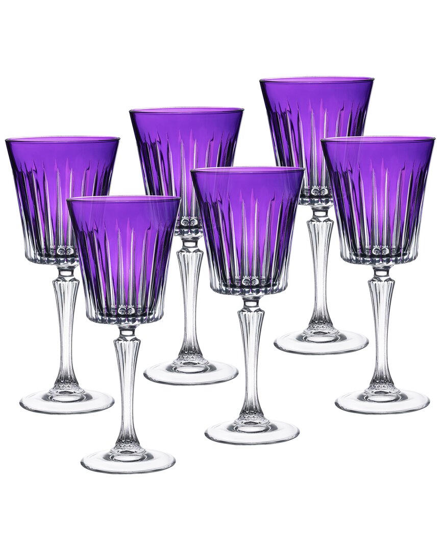 Barski Set Of 6 Wine Goblets In Purple