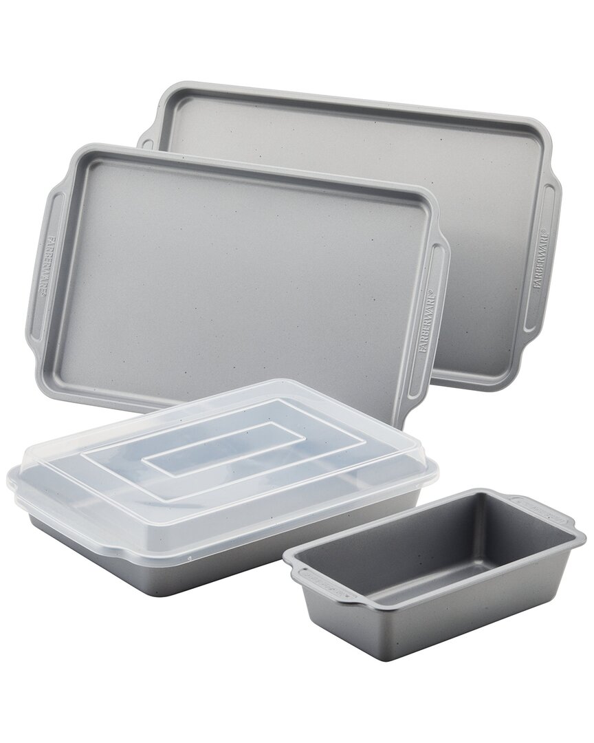 FARBERWARE NONSTICK 5PC BAKEWARE SET WITH ON-THE-GO CAKE PAN & LID