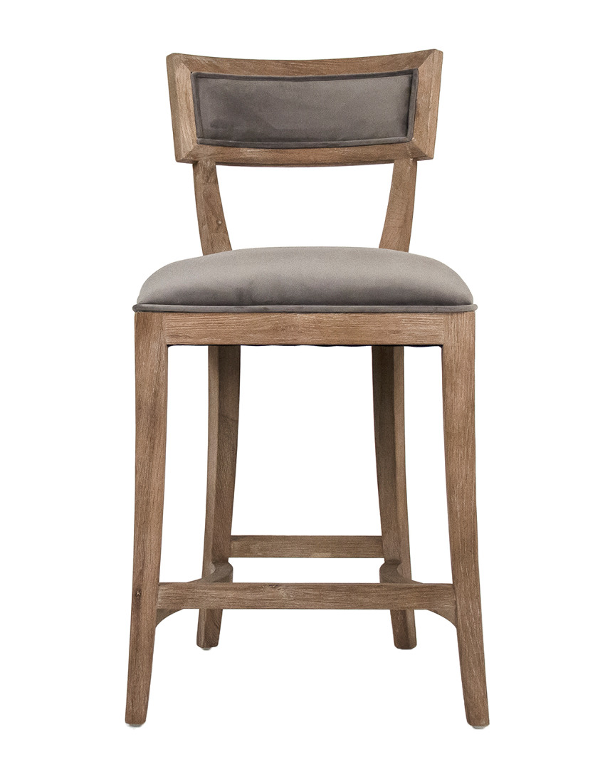 Zentique Grey Velvet Carvell Counter Stool