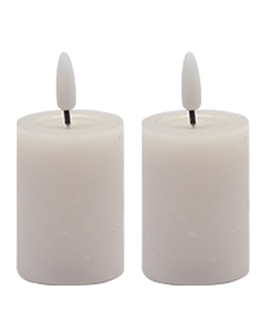 Bidkhome Set Of 2 Flameless Pillar Candles In Pink
