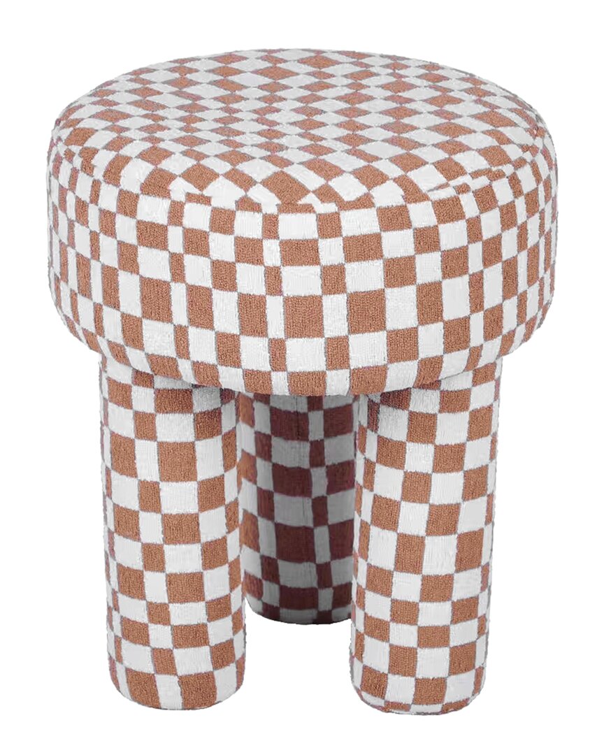 Tov Furniture 17" Checkered Boucle Upholstered Stool