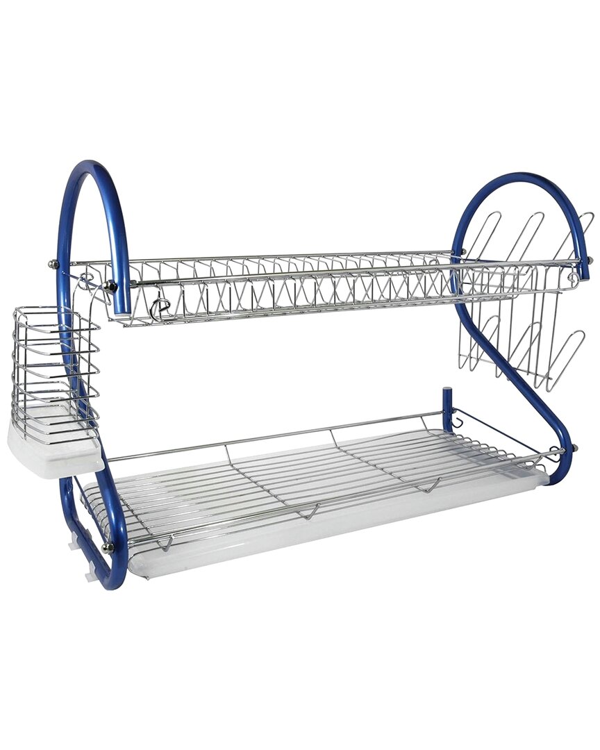 Better Chef 22-inch 2-tier Chrome Dish Rack In Blue