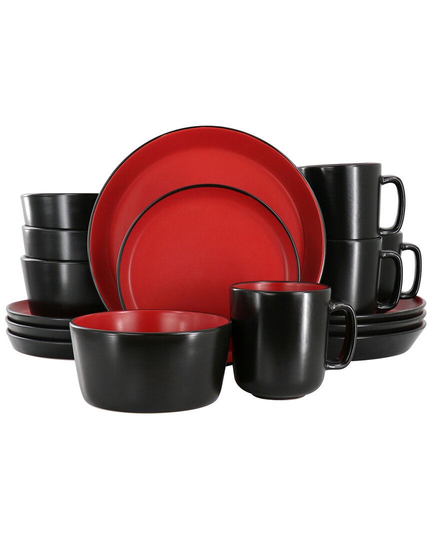 Elama Bacarra 16pc Dinnerware Set In Red