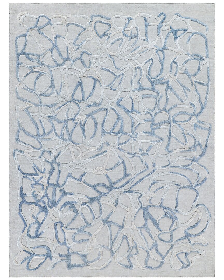 Exquisite Rugs Goudy Hand-loomed New Zealand Wool & Silk-blend Rug In Blue