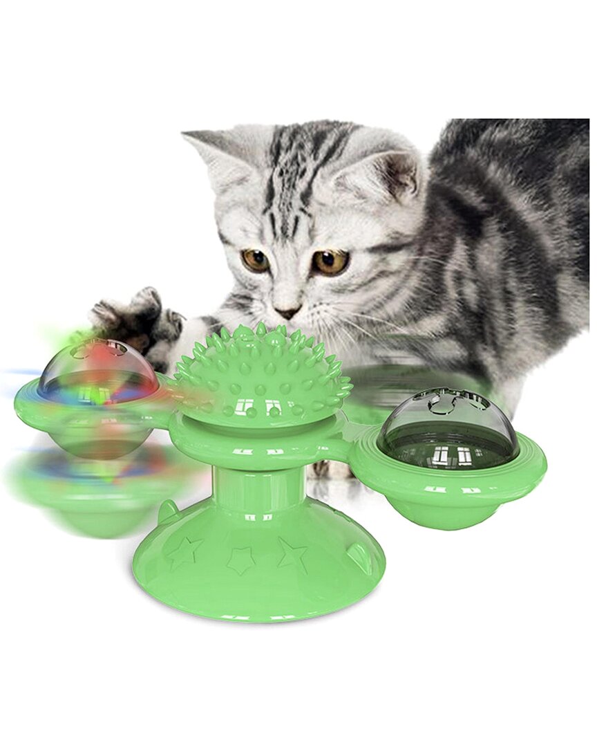 Fresh Fab Finds Windmill Turntable Interactive Cat Toy In Green