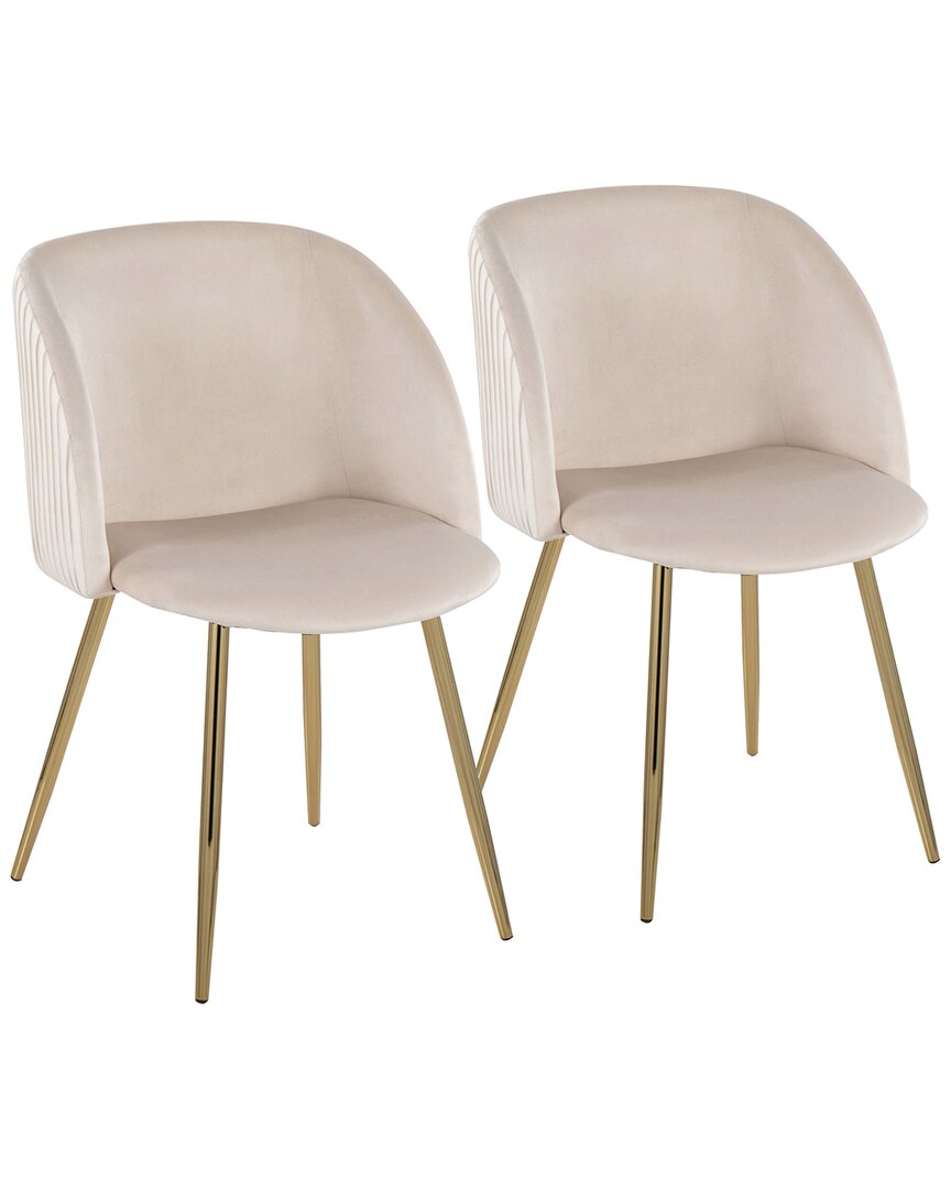 Lumisource Fran Pleated Waves Chair Set Of 2 In Gold