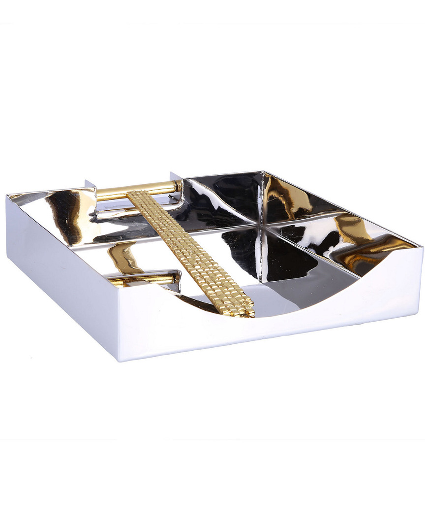 Classic Touch Square Napkin Holder With Gold Mosaic Stopper